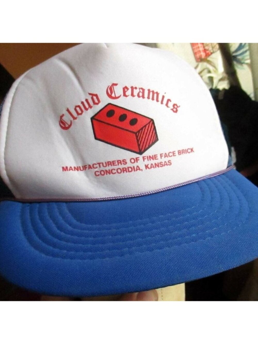 Snapback Vintage Trucker Hat Cloud Ceramics White & Blue Mesh One Size Polyester